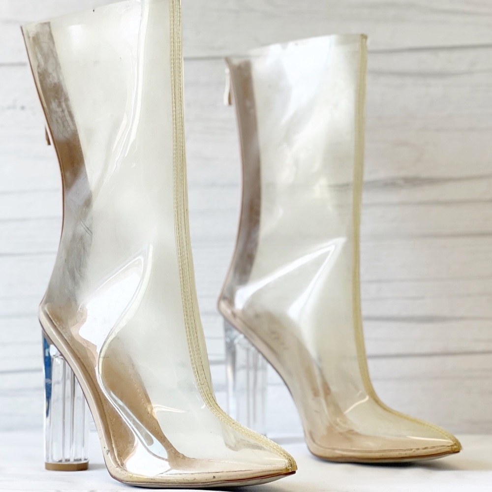 Simmi London Noelle Clear Perspex Pointed Boots